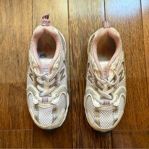 New Balance Kids' Pink and Cream Sneakers Size 10